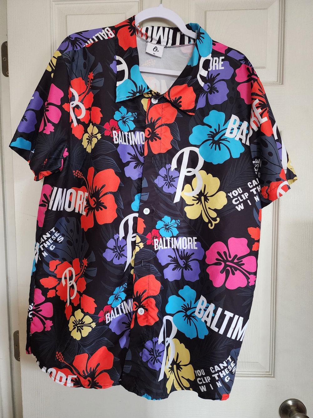 Baltimore Orioles Hawaiian Short-Sleeve Button-Down  Xl You Can't Clip The Wings